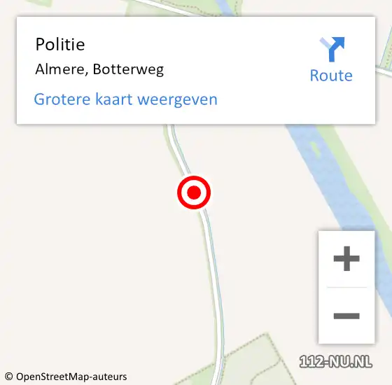 Locatie op kaart van de 112 melding: Politie Almere, Botterweg op 23 juli 2019 01:15