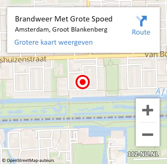 Locatie op kaart van de 112 melding: Brandweer Met Grote Spoed Naar Amsterdam, Groot Blankenberg op 23 juli 2019 03:12