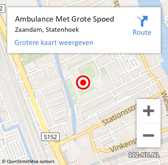 Locatie op kaart van de 112 melding: Ambulance Met Grote Spoed Naar Zaandam, Statenhoek op 23 juli 2019 05:04