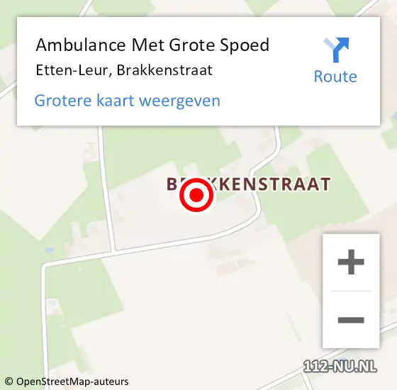 Locatie op kaart van de 112 melding: Ambulance Met Grote Spoed Naar Etten-Leur, Brakkenstraat op 23 juli 2019 05:04