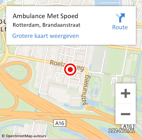 Locatie op kaart van de 112 melding: Ambulance Met Spoed Naar Rotterdam, Brandaanstraat op 23 juli 2019 05:05