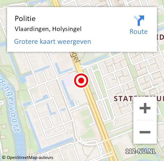 Locatie op kaart van de 112 melding: Politie Vlaardingen, Holysingel op 23 juli 2019 07:49