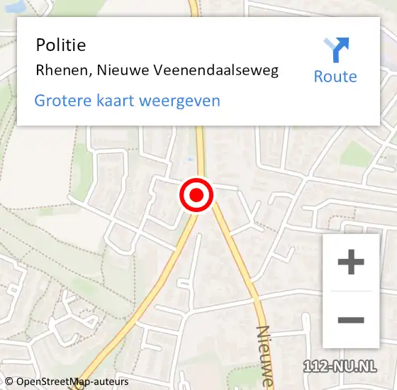 Locatie op kaart van de 112 melding: Politie Rhenen, Nieuwe Veenendaalseweg op 23 juli 2019 09:11