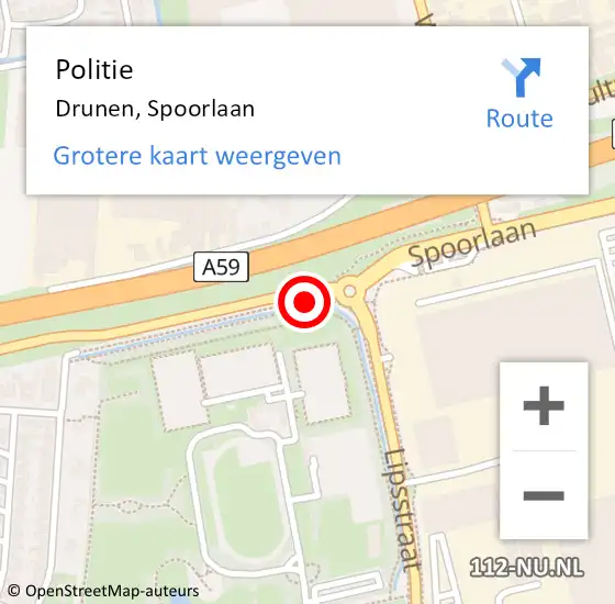 Locatie op kaart van de 112 melding: Politie Drunen, Spoorlaan op 23 juli 2019 09:15