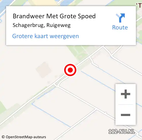 Locatie op kaart van de 112 melding: Brandweer Met Grote Spoed Naar Schagerbrug, Ruigeweg op 23 juli 2019 09:42