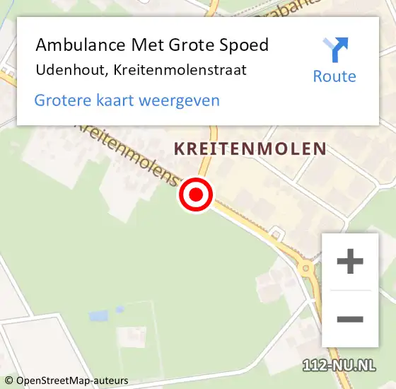 Locatie op kaart van de 112 melding: Ambulance Met Grote Spoed Naar Udenhout, Kreitenmolenstraat op 23 juli 2019 10:05