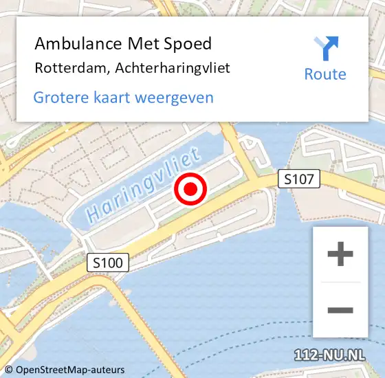 Locatie op kaart van de 112 melding: Ambulance Met Spoed Naar Rotterdam, Achterharingvliet op 23 juli 2019 10:06