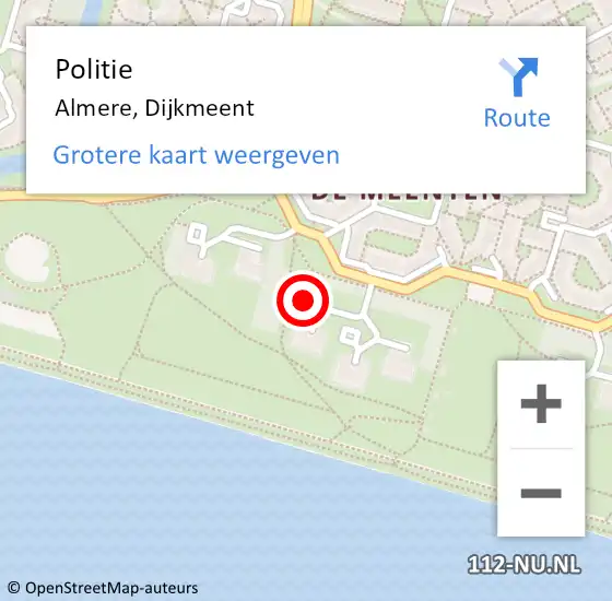 Locatie op kaart van de 112 melding: Politie Almere, Dijkmeent op 23 juli 2019 10:06