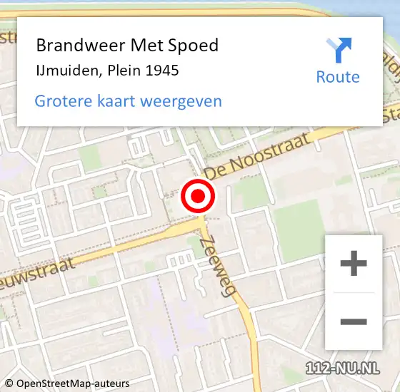 Locatie op kaart van de 112 melding: Brandweer Met Spoed Naar IJmuiden, Plein 1945 op 23 juli 2019 10:06