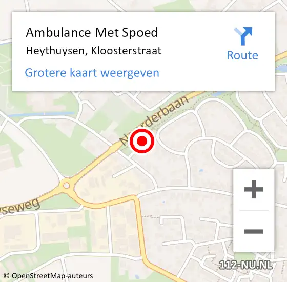 Locatie op kaart van de 112 melding: Ambulance Met Spoed Naar Heythuysen, Kloosterstraat op 23 juli 2019 11:13