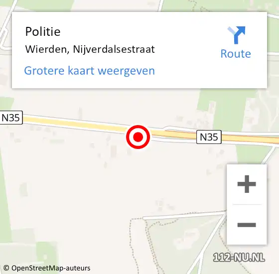 Locatie op kaart van de 112 melding: Politie Wierden, Nijverdalsestraat op 23 juli 2019 13:46