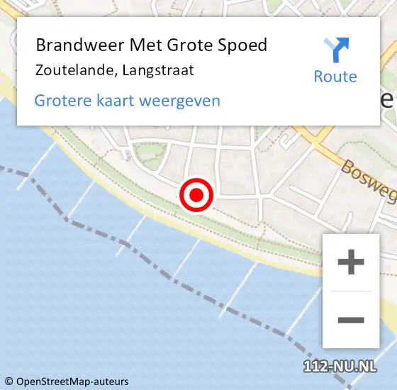 Locatie op kaart van de 112 melding: Brandweer Met Grote Spoed Naar Zoutelande, Langstraat op 23 juli 2019 15:21
