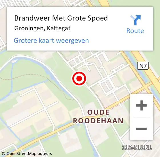 Locatie op kaart van de 112 melding: Brandweer Met Grote Spoed Naar Groningen, Kattegat op 23 juli 2019 15:31