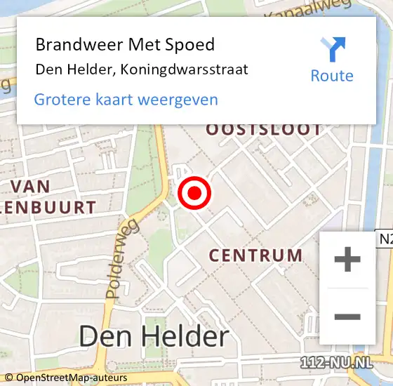 Locatie op kaart van de 112 melding: Brandweer Met Spoed Naar Den Helder, Koningdwarsstraat op 23 juli 2019 16:37