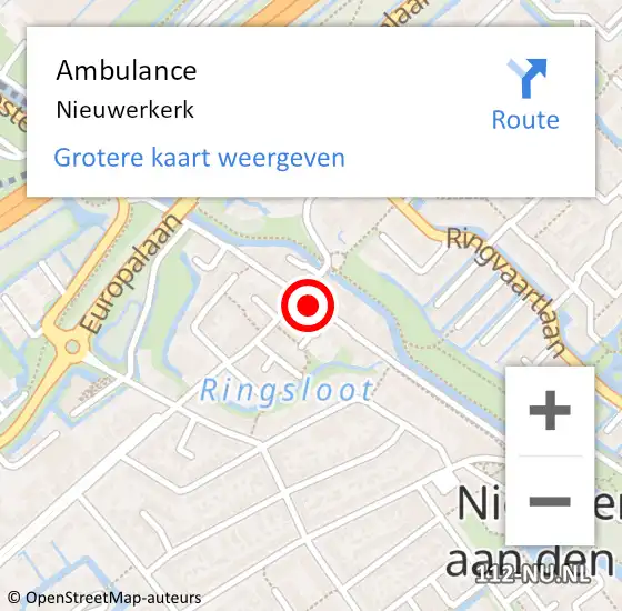 Locatie op kaart van de 112 melding: Ambulance Nieuwerkerk op 23 juli 2019 17:15