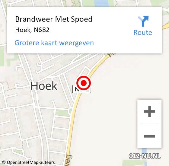 Locatie op kaart van de 112 melding: Brandweer Met Spoed Naar Hoek, N682 op 23 juli 2019 17:35