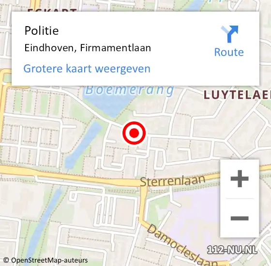 Locatie op kaart van de 112 melding: Politie Eindhoven, Firmamentlaan op 23 juli 2019 17:39