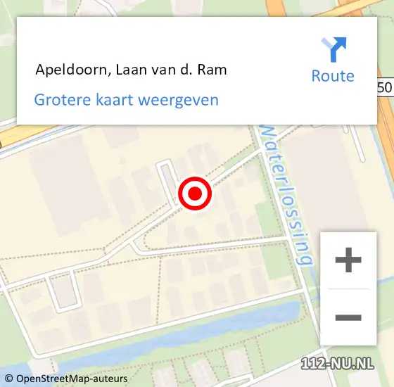 Locatie op kaart van de 112 melding:  Apeldoorn, Laan van d. Ram op 23 juli 2019 17:44