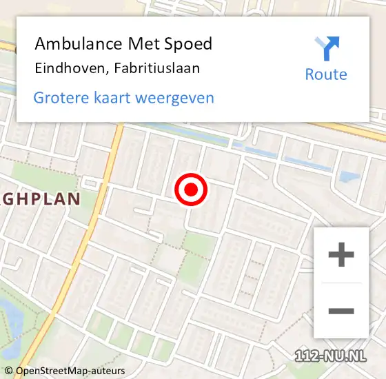 Locatie op kaart van de 112 melding: Ambulance Met Spoed Naar Eindhoven, Fabritiuslaan op 23 juli 2019 18:42