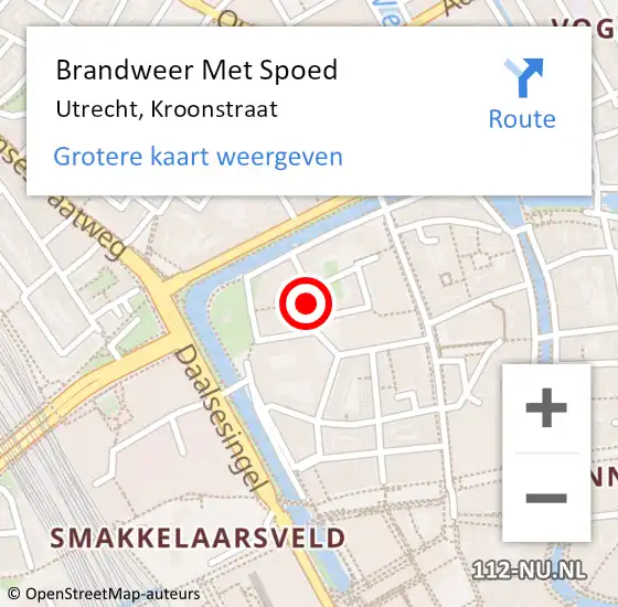 Locatie op kaart van de 112 melding: Brandweer Met Spoed Naar Utrecht, Kroonstraat op 23 juli 2019 18:47