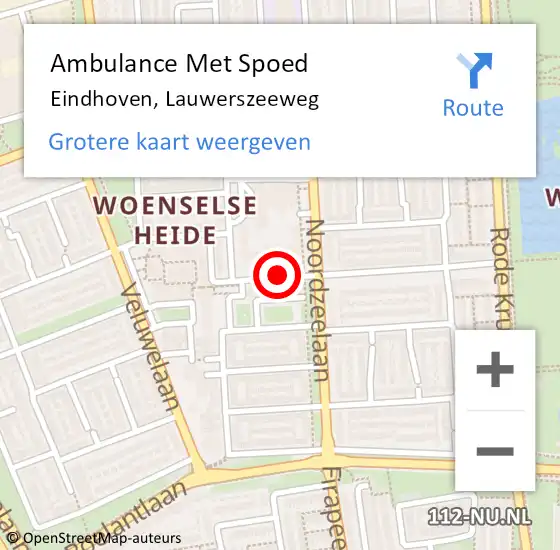 Locatie op kaart van de 112 melding: Ambulance Met Spoed Naar Eindhoven, Lauwerszeeweg op 23 juli 2019 18:48