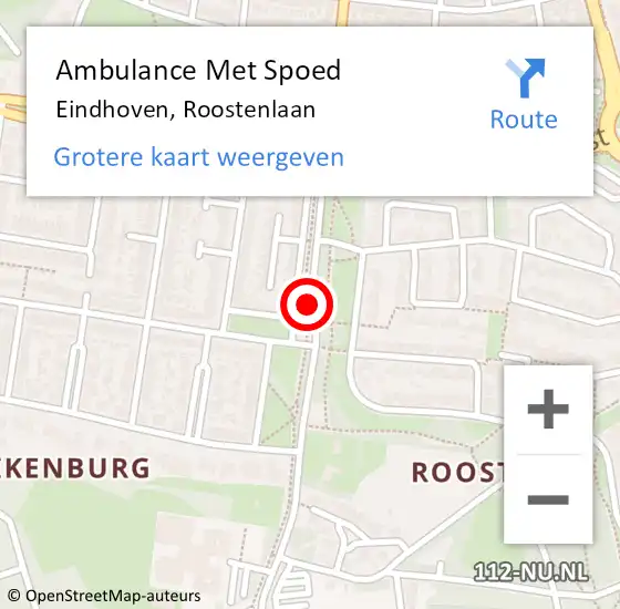 Locatie op kaart van de 112 melding: Ambulance Met Spoed Naar Eindhoven, Roostenlaan op 23 juli 2019 21:14
