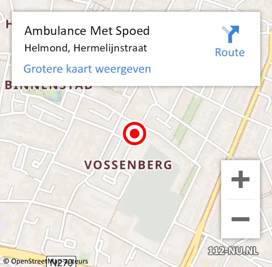 Locatie op kaart van de 112 melding: Ambulance Met Spoed Naar Helmond, Hermelijnstraat op 23 juli 2019 22:53