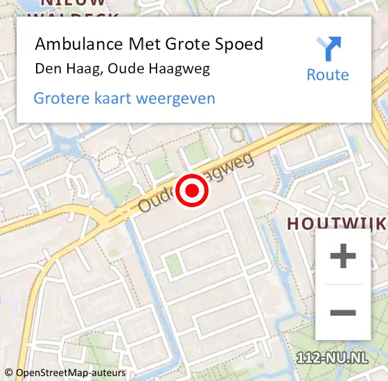 Locatie op kaart van de 112 melding: Ambulance Met Grote Spoed Naar Den Haag, Oude Haagweg op 23 juli 2019 23:18