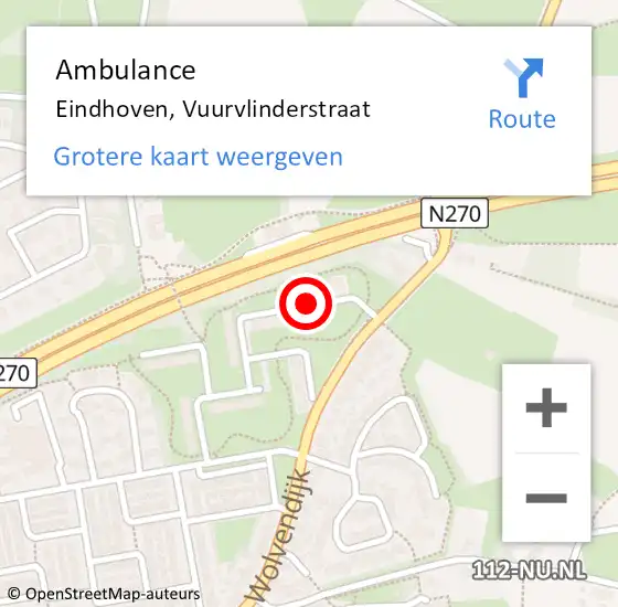 Locatie op kaart van de 112 melding: Ambulance Eindhoven, Vuurvlinderstraat op 24 juli 2019 00:39