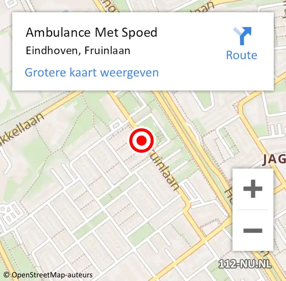 Locatie op kaart van de 112 melding: Ambulance Met Spoed Naar Eindhoven, Fruinlaan op 24 juli 2019 03:42
