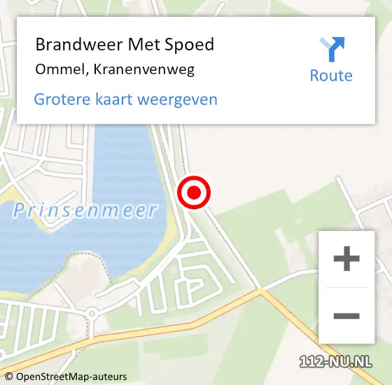 Locatie op kaart van de 112 melding: Brandweer Met Spoed Naar Ommel, Kranenvenweg op 24 juli 2019 04:20