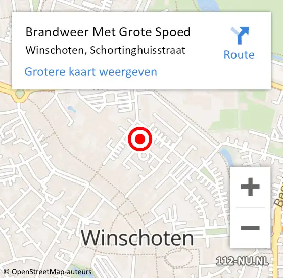 Locatie op kaart van de 112 melding: Brandweer Met Grote Spoed Naar Winschoten, Schortinghuisstraat op 28 september 2013 01:53