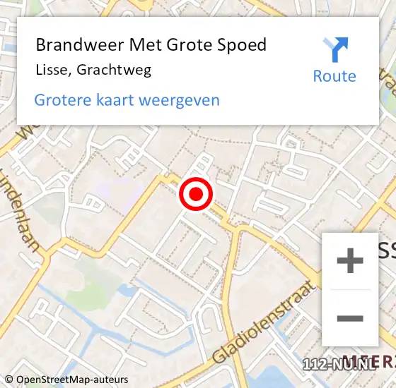 Locatie op kaart van de 112 melding: Brandweer Met Grote Spoed Naar Lisse, Grachtweg op 24 juli 2019 04:40