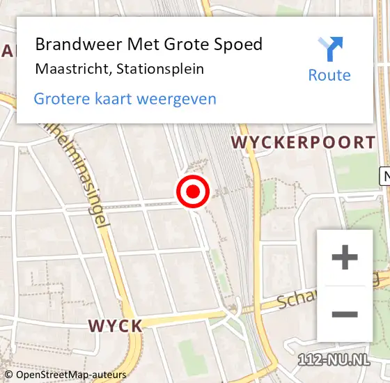 Locatie op kaart van de 112 melding: Brandweer Met Grote Spoed Naar Maastricht, Stationsplein op 24 juli 2019 04:49