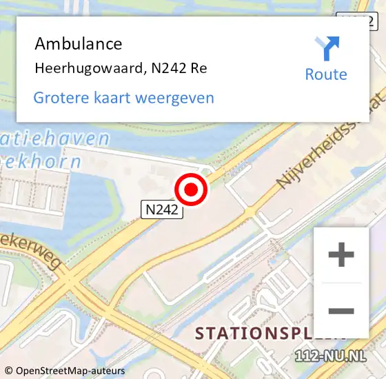 Locatie op kaart van de 112 melding: Ambulance Heerhugowaard, N242 Re op 24 juli 2019 05:55
