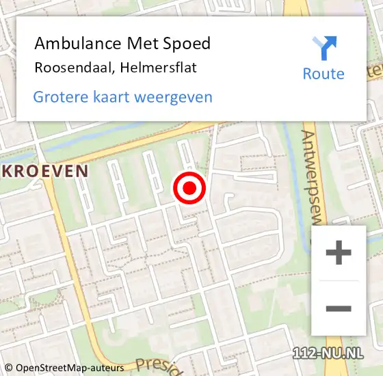 Locatie op kaart van de 112 melding: Ambulance Met Spoed Naar Roosendaal, Helmersflat op 24 juli 2019 05:56