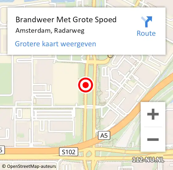 Locatie op kaart van de 112 melding: Brandweer Met Grote Spoed Naar Amsterdam, Radarweg op 24 juli 2019 06:28