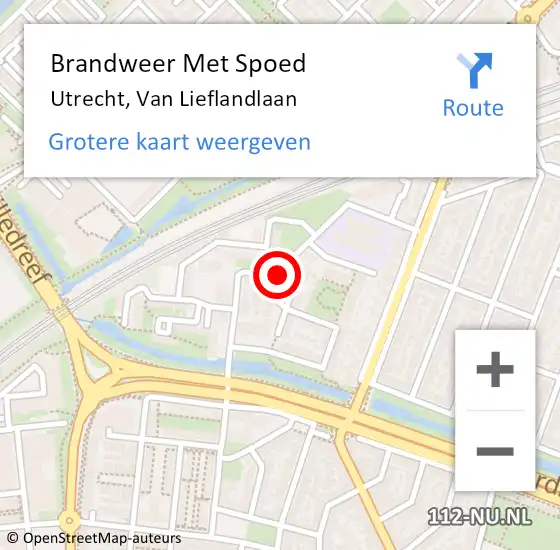 Locatie op kaart van de 112 melding: Brandweer Met Spoed Naar Utrecht, Van Lieflandlaan op 24 juli 2019 07:11