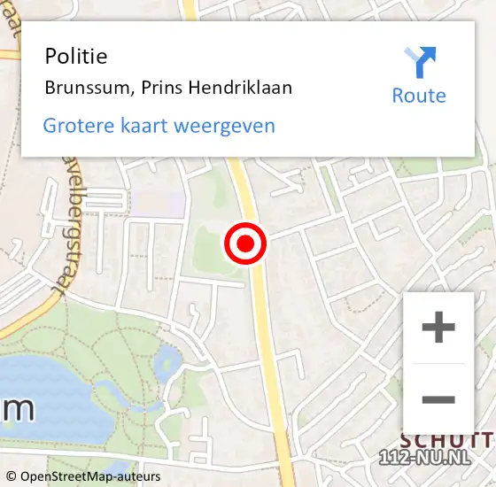 Locatie op kaart van de 112 melding: Politie Brunssum, Prins Hendriklaan op 24 juli 2019 08:34