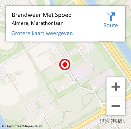 Locatie op kaart van de 112 melding: Brandweer Met Spoed Naar Almere, Marathonlaan op 24 juli 2019 09:57