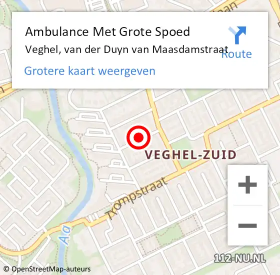 Locatie op kaart van de 112 melding: Ambulance Met Grote Spoed Naar Veghel, van der Duyn van Maasdamstraat op 24 juli 2019 10:36