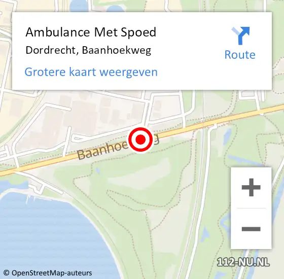 Locatie op kaart van de 112 melding: Ambulance Met Spoed Naar Dordrecht, Baanhoekweg op 24 juli 2019 14:30