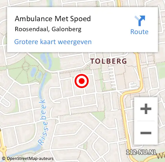 Locatie op kaart van de 112 melding: Ambulance Met Spoed Naar Roosendaal, Galonberg op 24 juli 2019 14:39