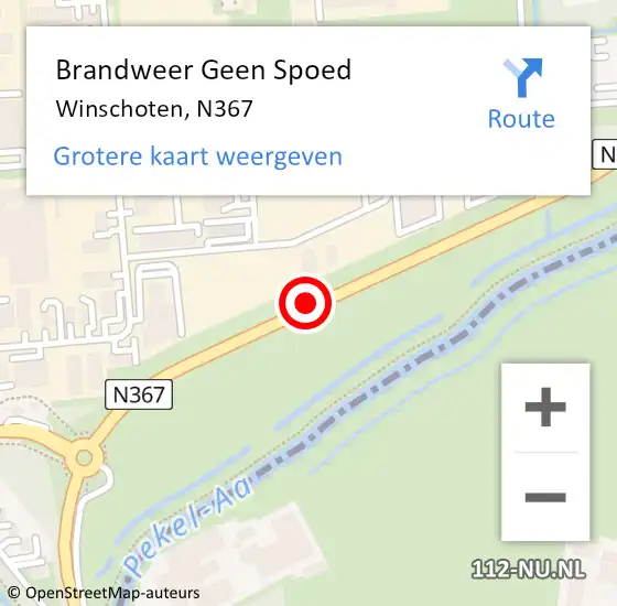 Locatie op kaart van de 112 melding: Brandweer Geen Spoed Naar Winschoten, N367 op 24 juli 2019 15:28