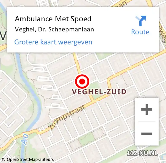 Locatie op kaart van de 112 melding: Ambulance Met Spoed Naar Veghel, Dr. Schaepmanlaan op 24 juli 2019 16:06