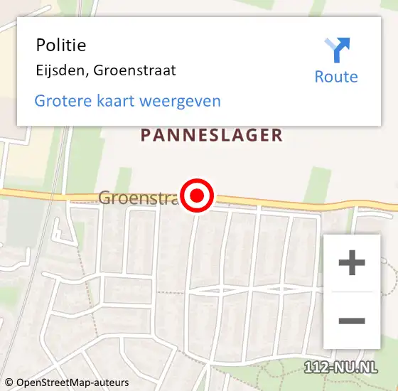 Locatie op kaart van de 112 melding: Politie Eijsden, Groenstraat op 24 juli 2019 17:20