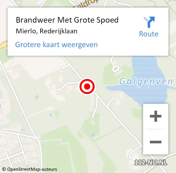 Locatie op kaart van de 112 melding: Brandweer Met Grote Spoed Naar Mierlo, Rederijklaan op 24 juli 2019 19:03