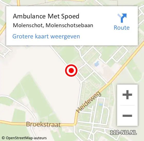 Locatie op kaart van de 112 melding: Ambulance Met Spoed Naar Molenschot, Molenschotsebaan op 25 juli 2019 07:18