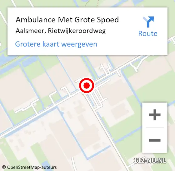 Locatie op kaart van de 112 melding: Ambulance Met Grote Spoed Naar Aalsmeer, Rietwijkeroordweg op 25 juli 2019 07:48