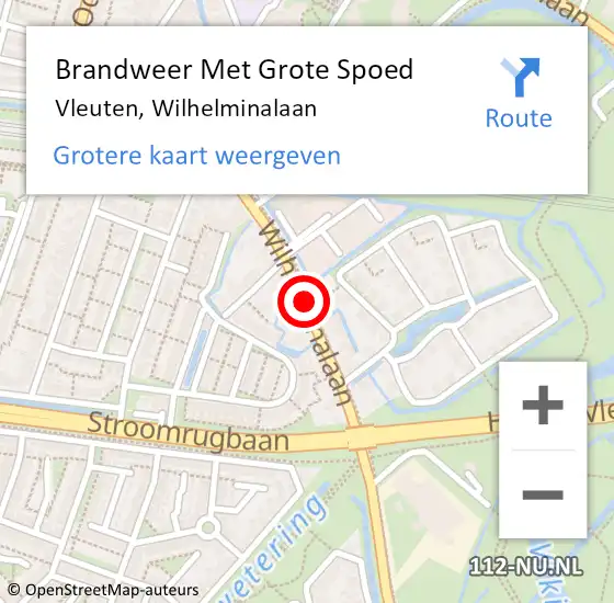 Locatie op kaart van de 112 melding: Brandweer Met Grote Spoed Naar Vleuten, Wilhelminalaan op 25 juli 2019 08:17